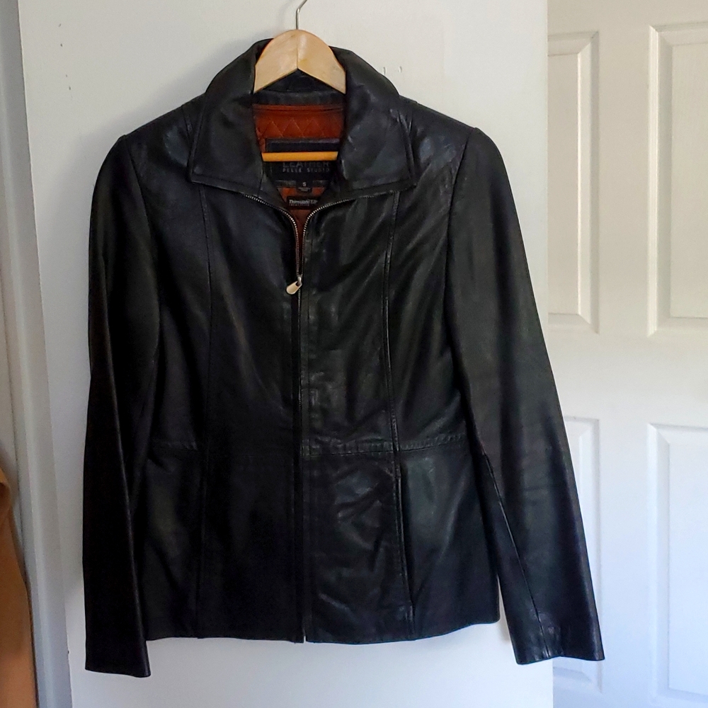 Women's black leather jacket